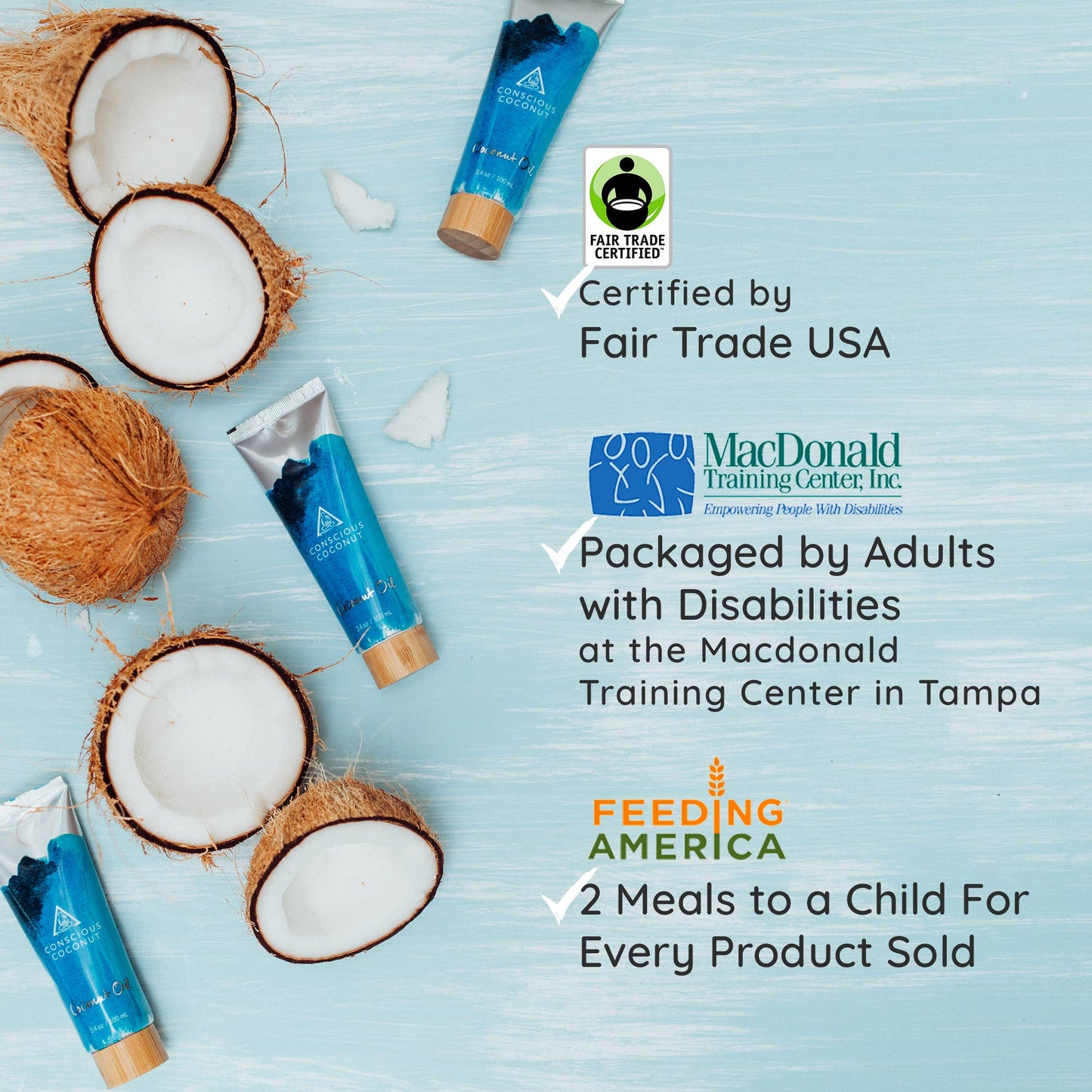 Coconut Oil 3.4 oz Travel-Ready Tube