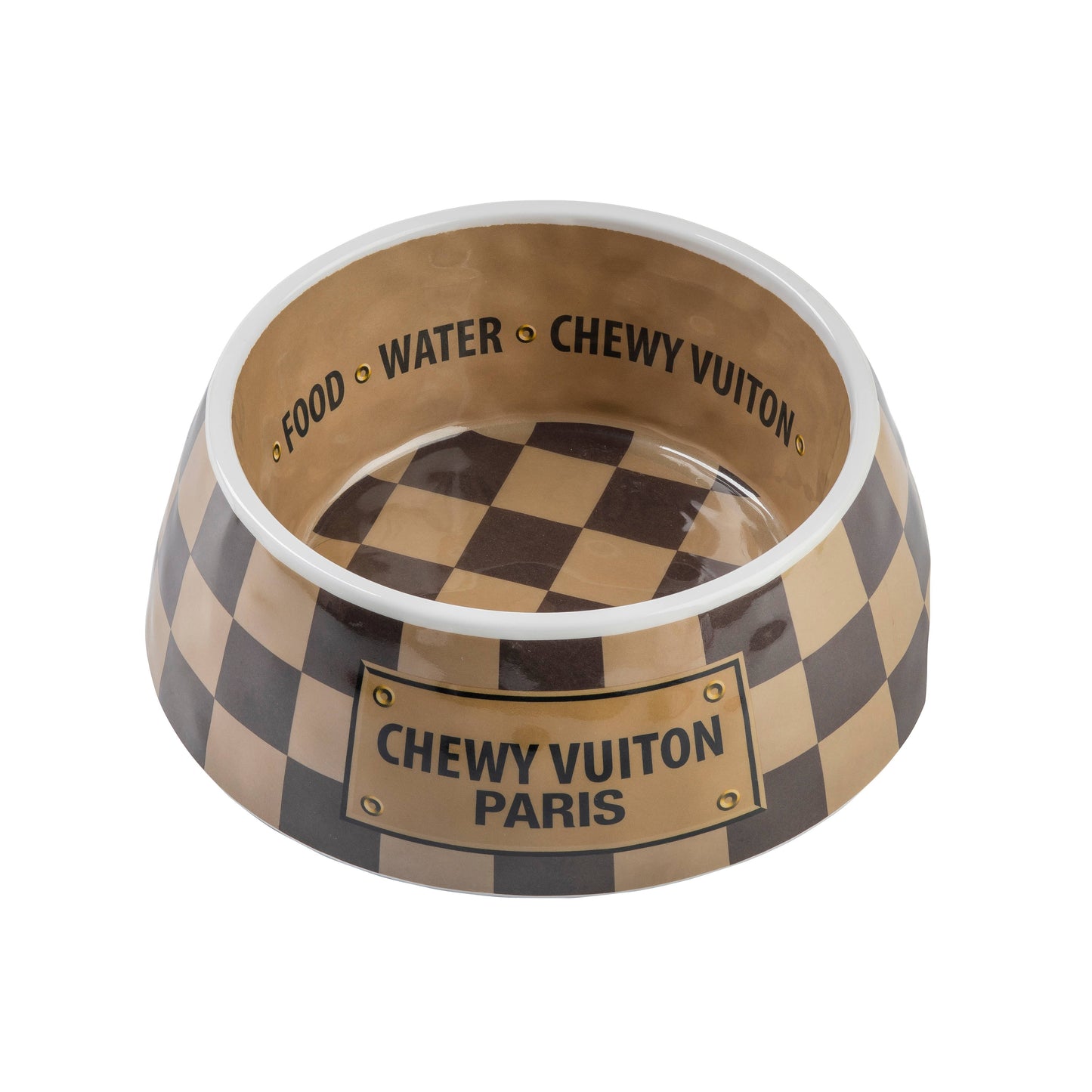 Tan Checker Chewy Vuiton Bowl -