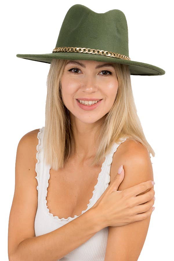 Boho Chic Gold Chain Rancher Felt Hat