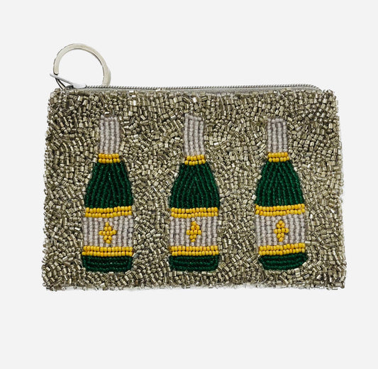 CHAMPAGNE BOTTLES SILVER COIN PURSE