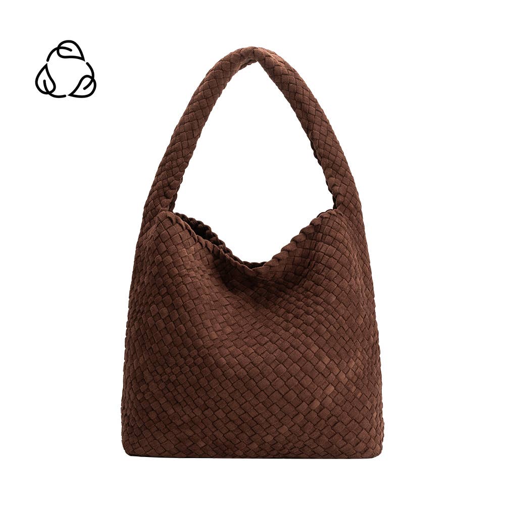 Johanna Tobacco Suede Vegan Leather Shoulder Bag
