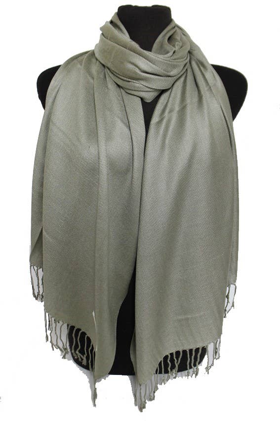 Luxury Solid Faux Pashmina Shawls & Scarves: Black