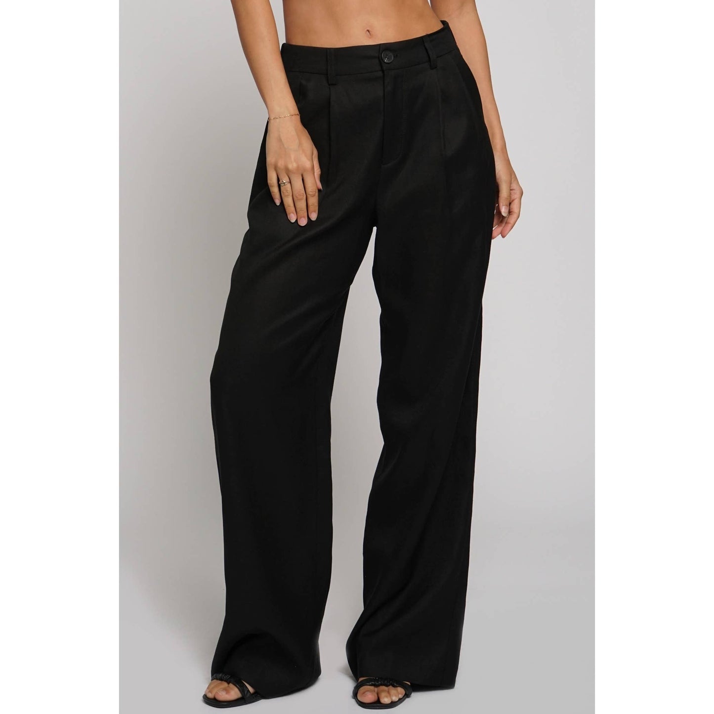 ELASTIC BACK WAISTBAND LINEN TROUSERS