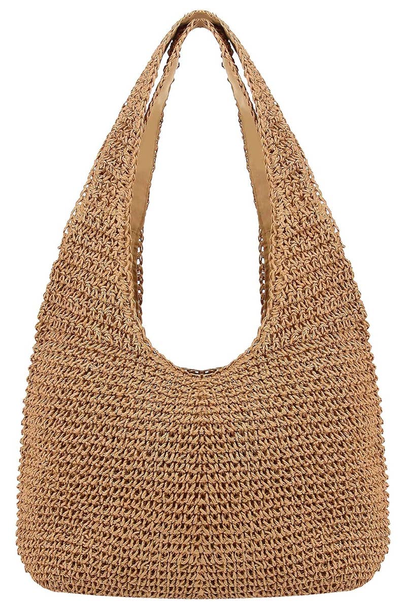 Crochet Woven Rattan Straw Wicker Hobo Bag