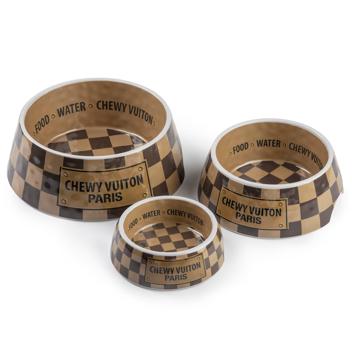 Tan Checker Chewy Vuiton Bowl -