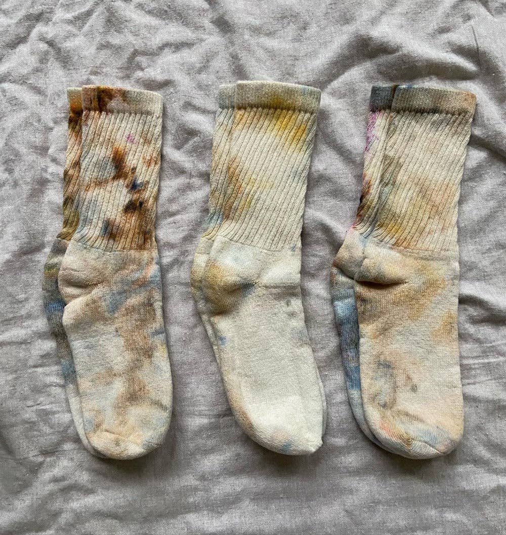Hand Dyed Organic Cotton Crew Socks: Slate / Small (8-10),