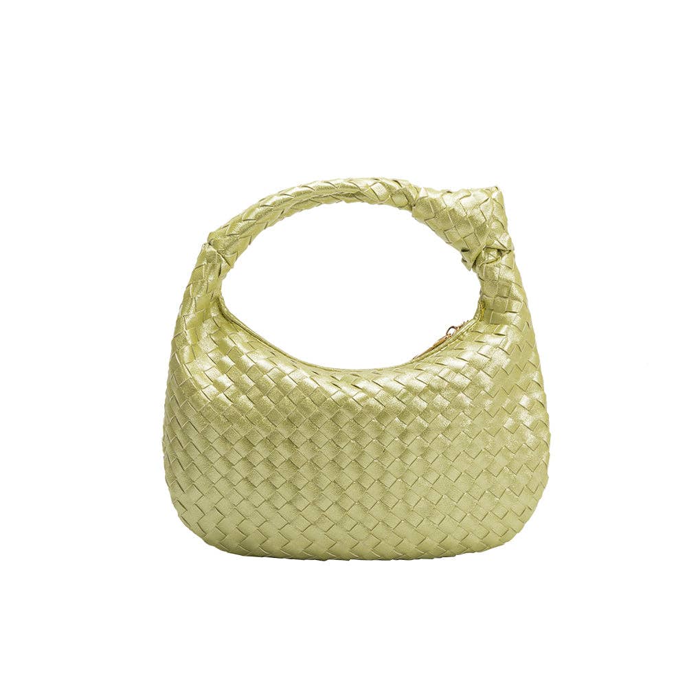 Drew Small Metallic Lime Recycled Vegan Top Handle Bag